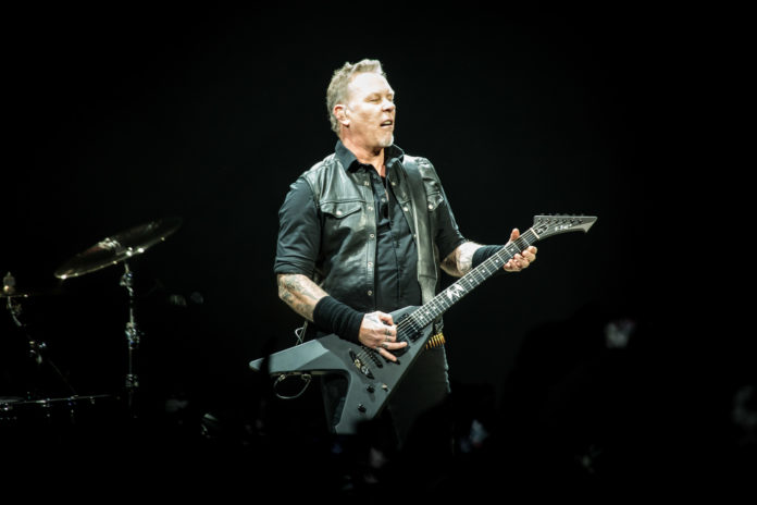 James Hetfield with Metallica in concert in 2017