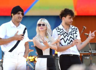 Paramore's Zac Farro, Hayley Williams, and Taylor York. Photo by Kristin Callahan/ACE Pictures/REX/Shutterstock (9026896g)