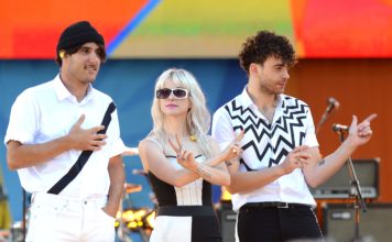 Paramore's Zac Farro, Hayley Williams, and Taylor York. Photo by Kristin Callahan/ACE Pictures/REX/Shutterstock (9026896g)