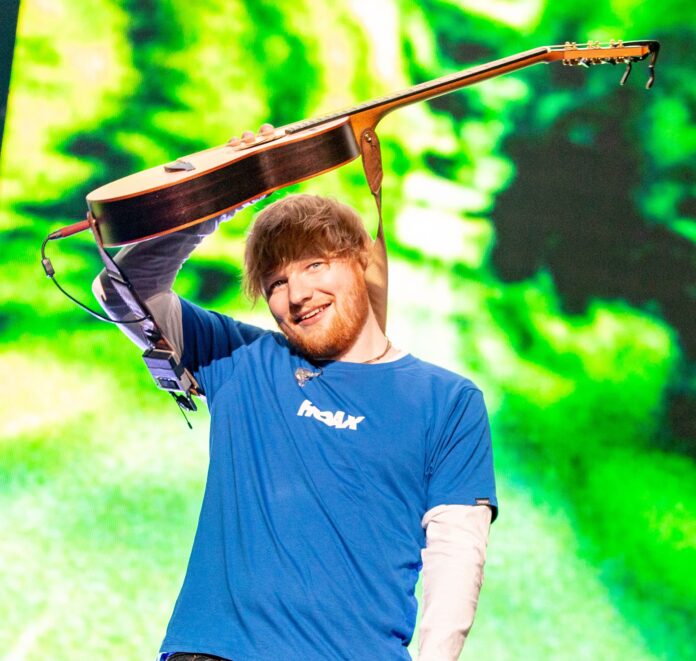 Ed Sheeran in concert in 2018