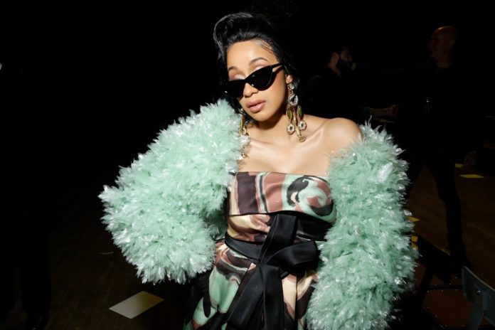 Cardi B in the front row at Marc Jacobs show at New York Fashion Week in 2018. Photo by Swan Gallet/WWD/REX/Shutterstock (9375970e)