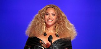 Beyonce wins her 28th Grammy award at the 63rd Grammy Awards ceremony.