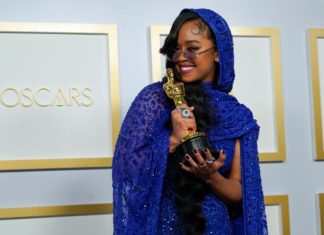 H.E.R., winner of the award for best original song for "Fight For You" from "Judas and the Black Messiah" at the 93rd Annual Academy Awards.