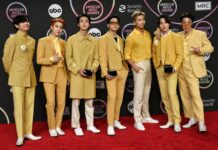 2021 AMAs: BTS, Doja Cat & Megan Thee Stallion Win Big BTS's V, Jungkook, Jimin, Rap Monster (RM), Suga, J-Hope and Jin at the American Music Awards