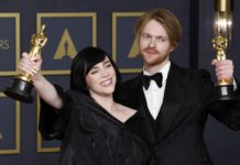 Billie Eilish and Finneas O'Connell, winners of Best Original Song "No Time To Die" from "No Time To Die" at the 94th Academy Awards