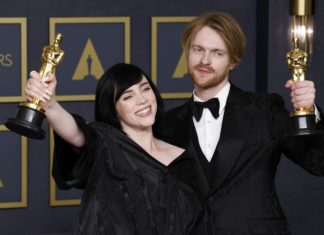 Billie Eilish and Finneas O'Connell, winners of Best Original Song "No Time To Die" from "No Time To Die" at the 94th Academy Awards