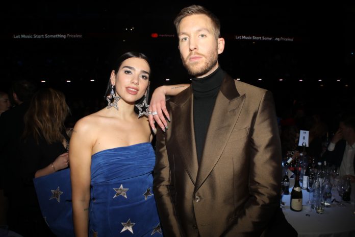 Calvin Harris and Dua Lipa at the 39th Brit Awards Show