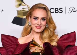 Adele at the 65th Annual Grammy Awards in February 2023
