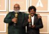 M.M. Keeravaani and Chandrabose at the 95th Annual Academy Awards in March 2023