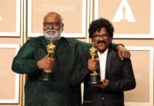 “Nattu Nattu” from “RRR” Wins Best Original Song at the 2023 Academy Awards M.M. Keeravaani and Chandrabose at the 95th Annual Academy Awards in March 2023