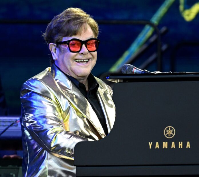 Elton John performs at the Glastonbury Festival, in June 2023