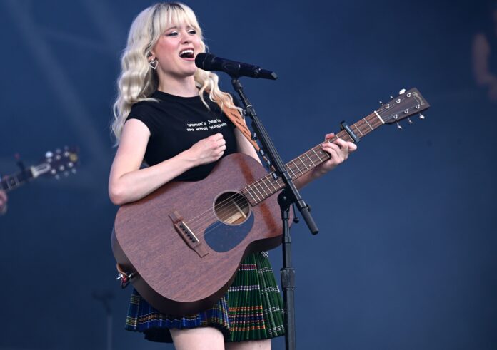Maisie Peters performs on The Pyramid stage Glastonbury Festival in June 2023