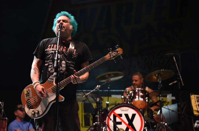 NOFX- Fat Mike at the Vans Warped Tour 25th Anniversary festival in 2019