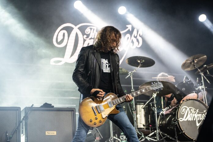 Daniel Hawkins (The Darkness) at The Darkness - Permission To Land 20th Anniversary Tour in November 2023