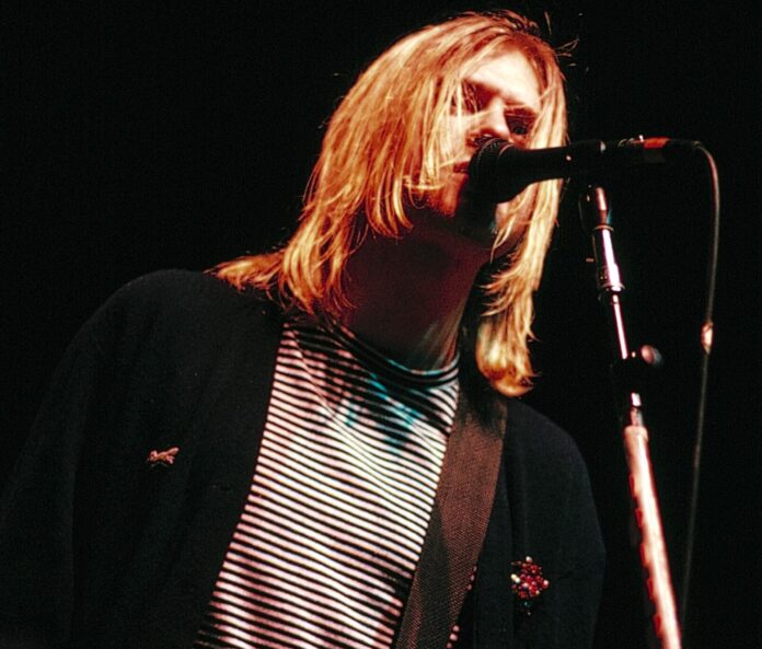 Kurt Cobain of Nirvana performing at the Roseland Ballroom in November 1993.